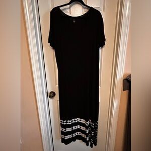 Macy’s INC International Concepts BoHo Black and Tie Dye trimmed dress